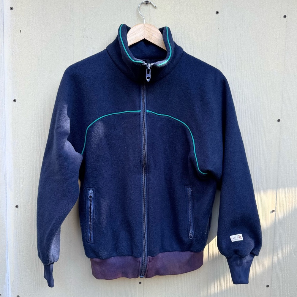 Vintage 80s the north face Navy fleece zip up jacket Size L Adult USA Made